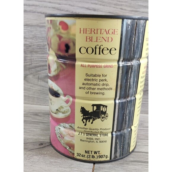 Vintage Heritage Blend 2 lb Empty Coffee Can/J.T.s General Store/Jewel Tea Style - Picture 2 of 6